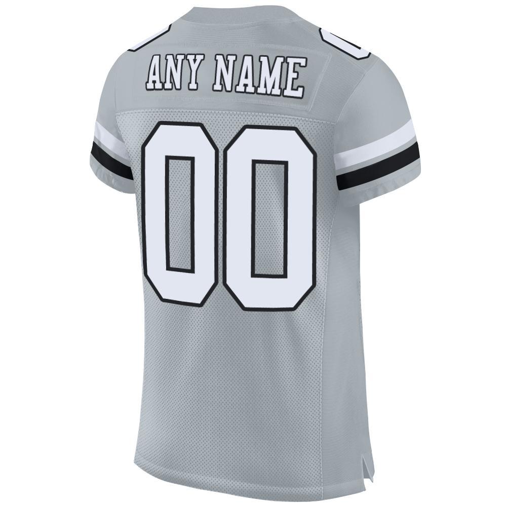 Custom Football Jersey - Silver White-Black Mesh - Style Silver0003