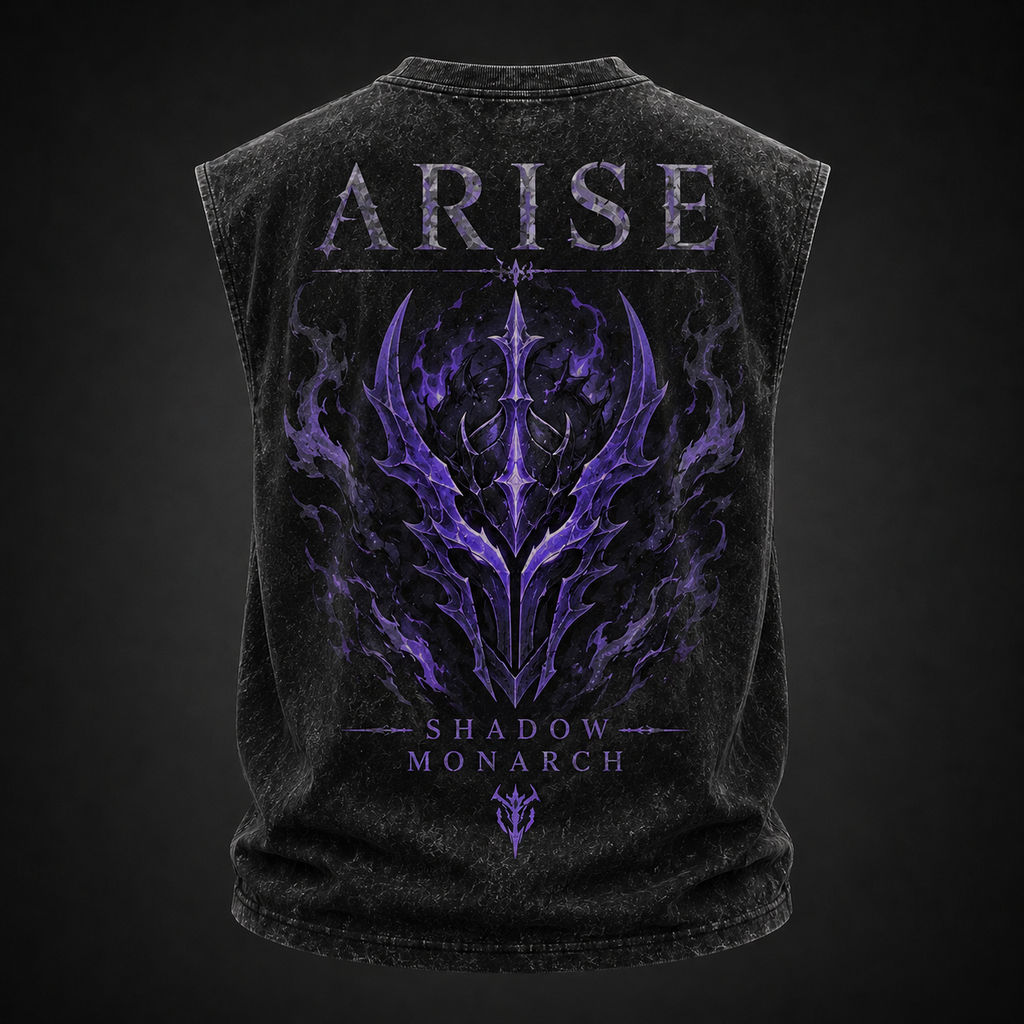 Solo Leveling Anime Tank Top - Arise Emblem Acid Wash Vest