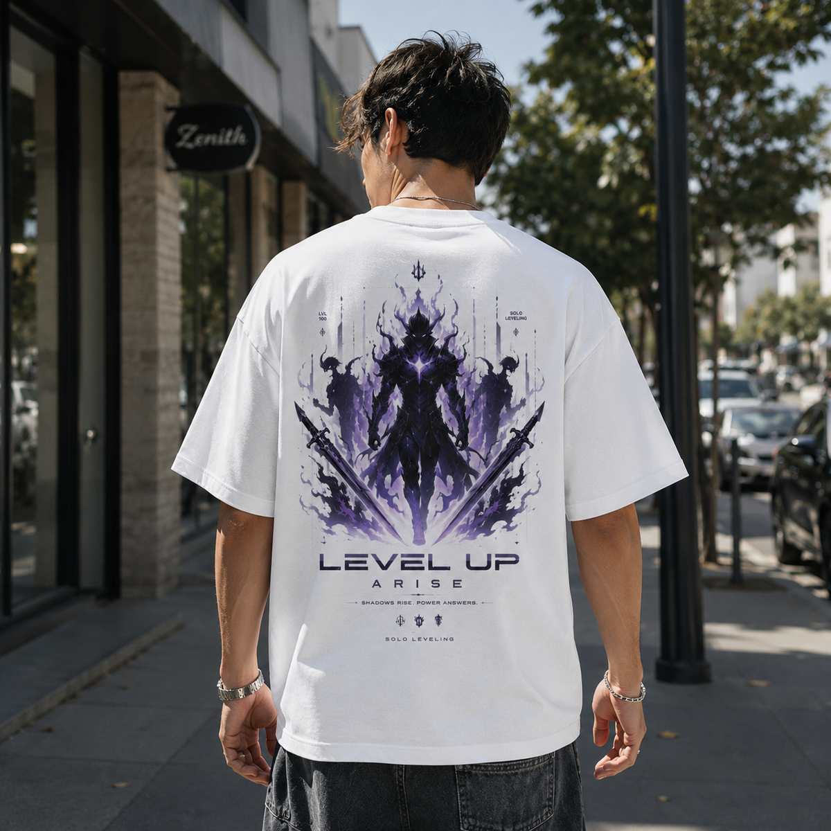 Solo Leveling Anime Graphic Tee - Shadow Knight Ascension