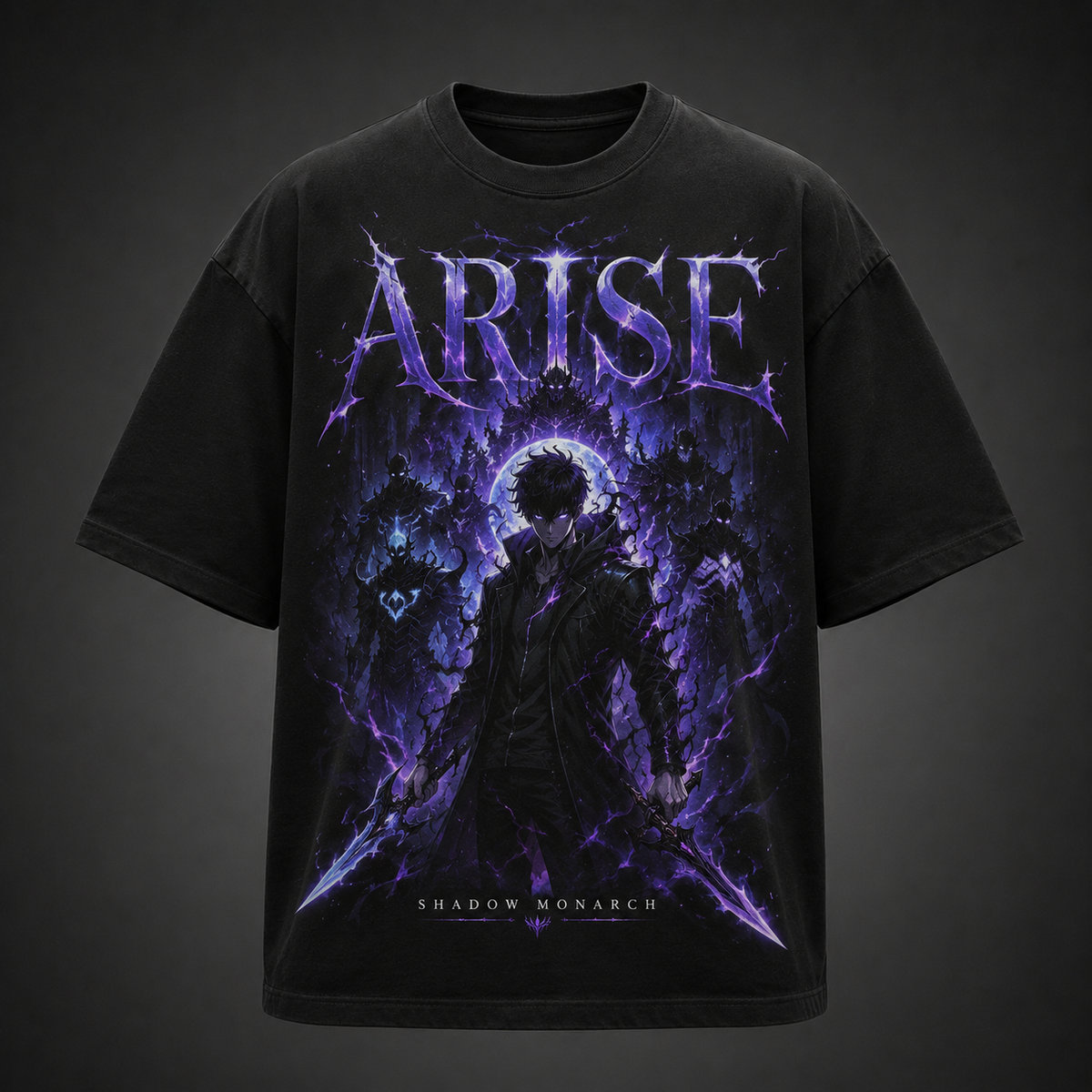 Solo Leveling Anime Graphic Tee - Shadow Monarch Arise