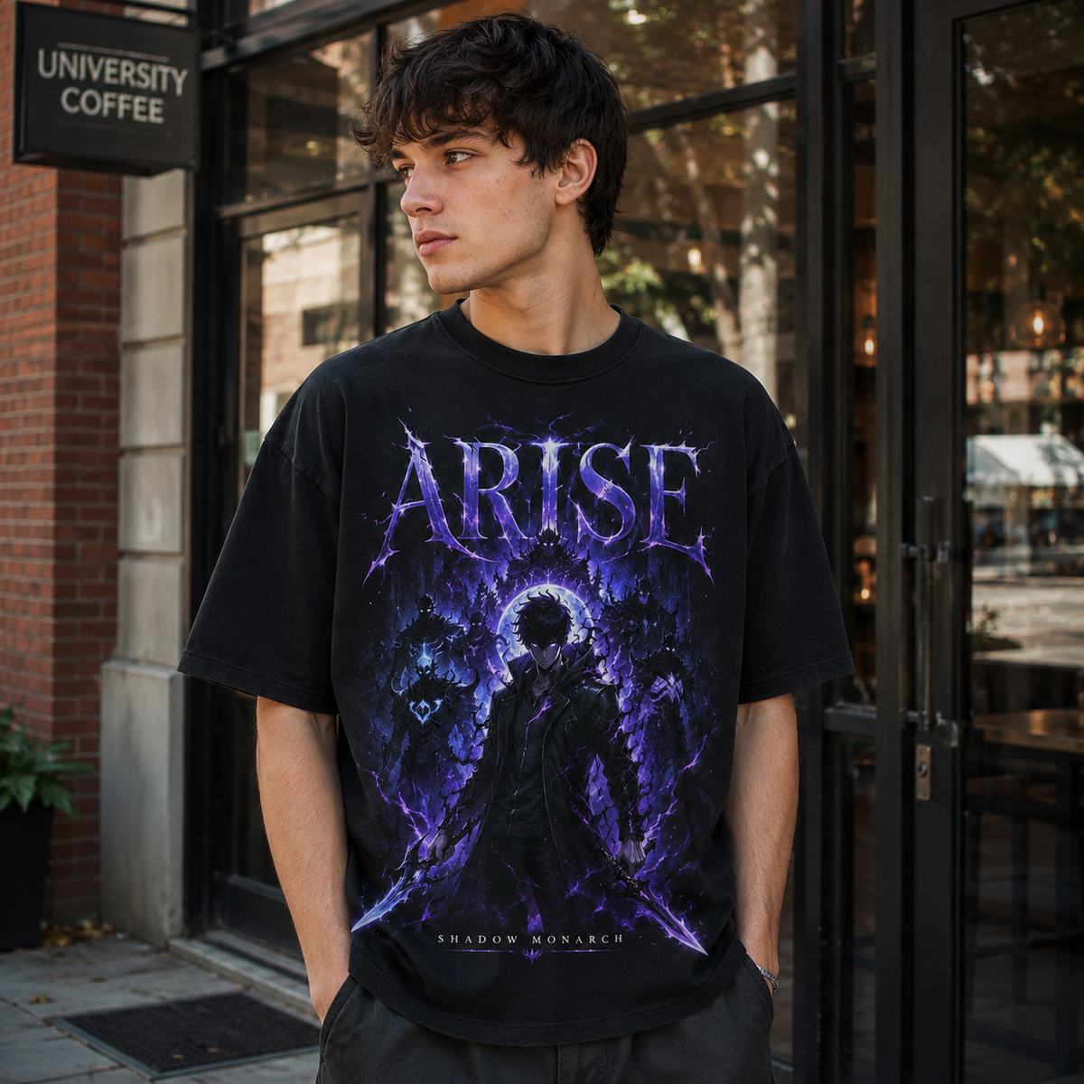 Solo Leveling Anime Graphic Tee - Shadow Monarch Arise