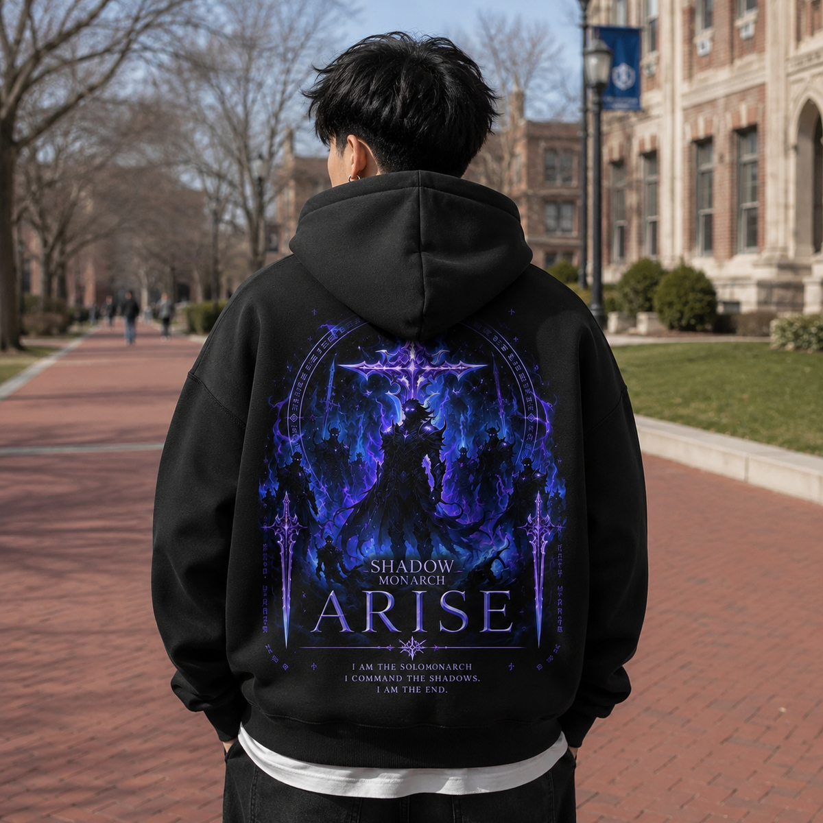 Solo Leveling Anime Hoodie - Shadow Monarch Emblem