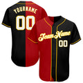 Custom Baseball Jersey - Black White-Red Split Fashion