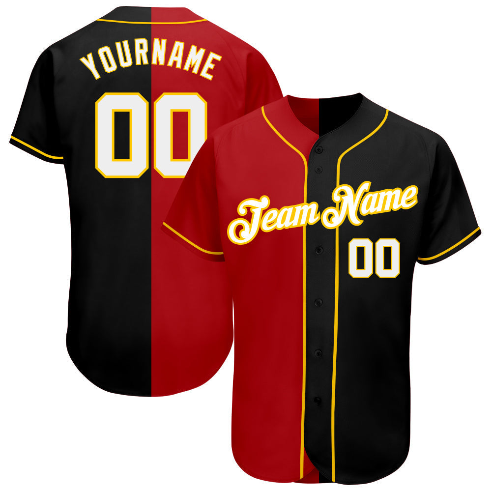 Custom Baseball Jersey - Black White-Red Split Fashion