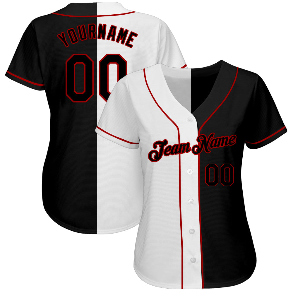 Custom Baseball Jersey - White-Black Red Split Fashion