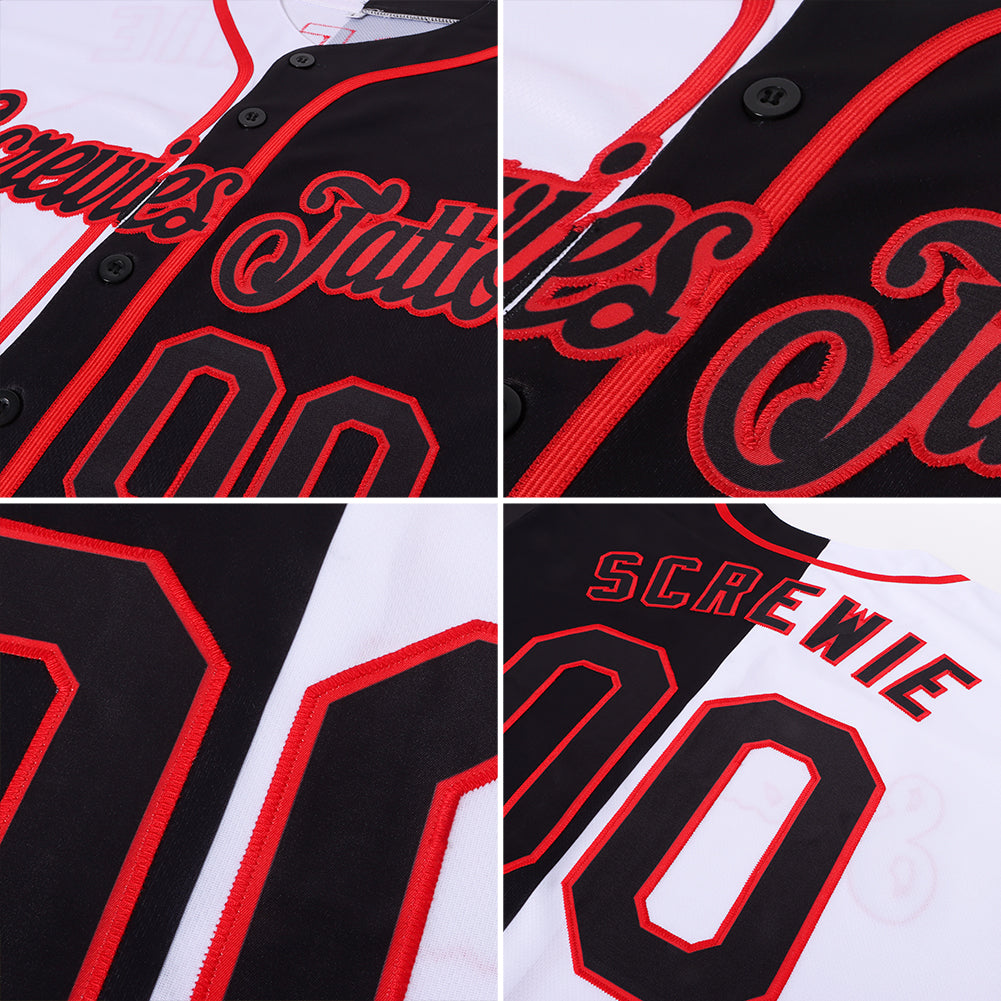 Custom Baseball Jersey - White-Black Red Split Fashion