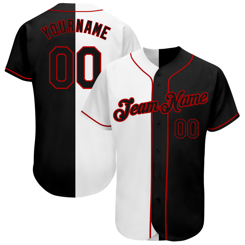 Custom Baseball Jersey - White-Black Red Split Fashion