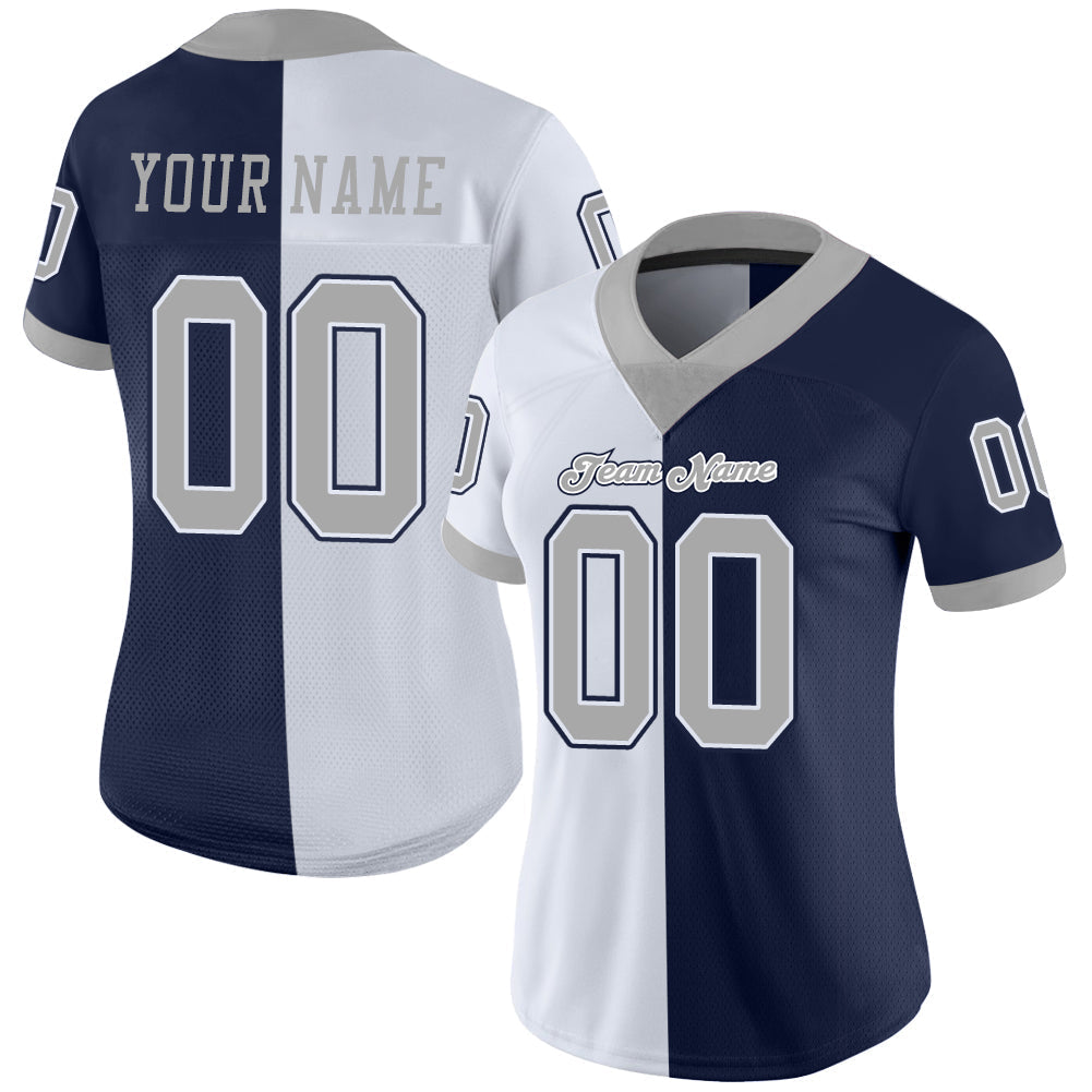 Custom Football Jersey - Navy Gray-White Split Fashion