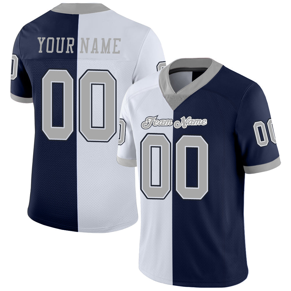 Custom Football Jersey - Navy Gray-White Split Fashion