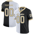 Custom Football Jersey - Black Vegas Gold-White Split Fashion