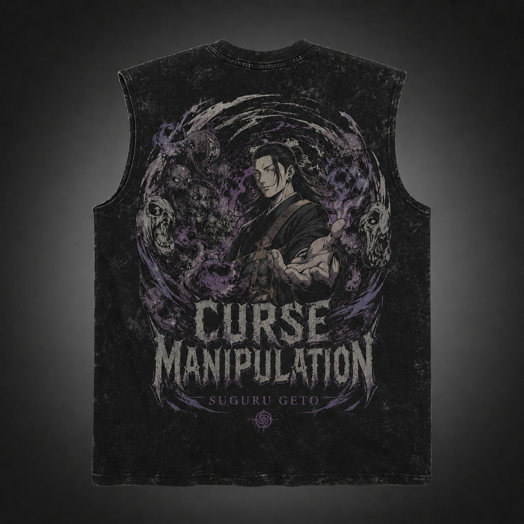 Suguru Geto Jujutsu Kaisen Anime Tank Top - Curse Manipulation Acid Wash Vest