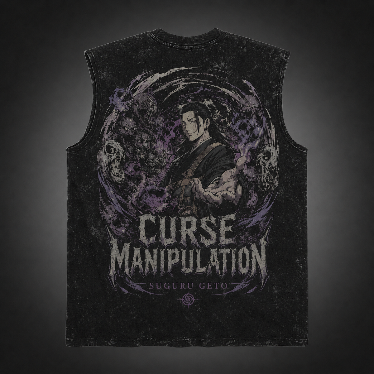 Suguru Geto Jujutsu Kaisen Anime Tank Top - Curse Manipulation Acid Wash Vest