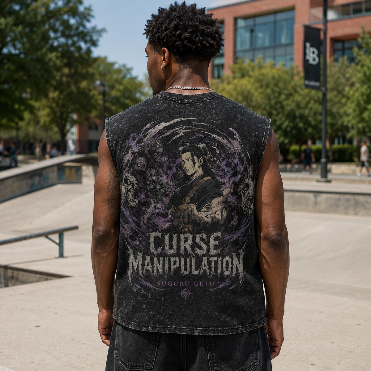 Suguru Geto Jujutsu Kaisen Anime Tank Top - Curse Manipulation Acid Wash Vest