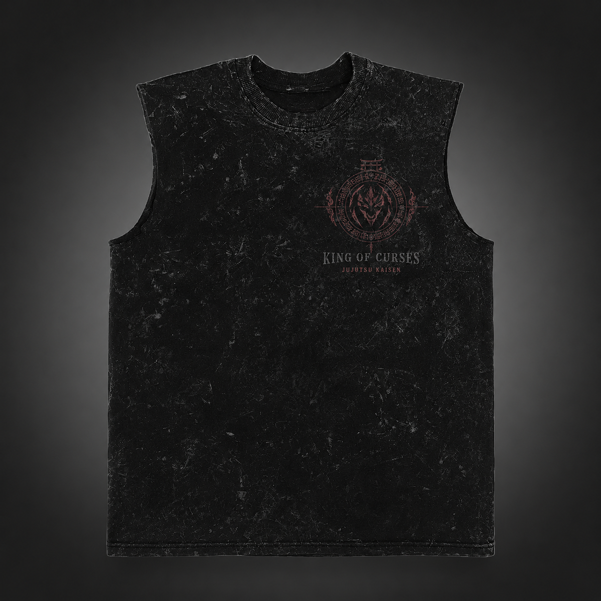 Sukuna Jujutsu Kaisen Anime Tank Top - King Of Curses Acid Wash Vest