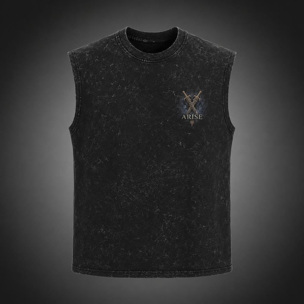 Sung Jin-Woo & Cha Hae-In Solo Leveling Anime Tank Top - Arise Together Acid Wash Vest