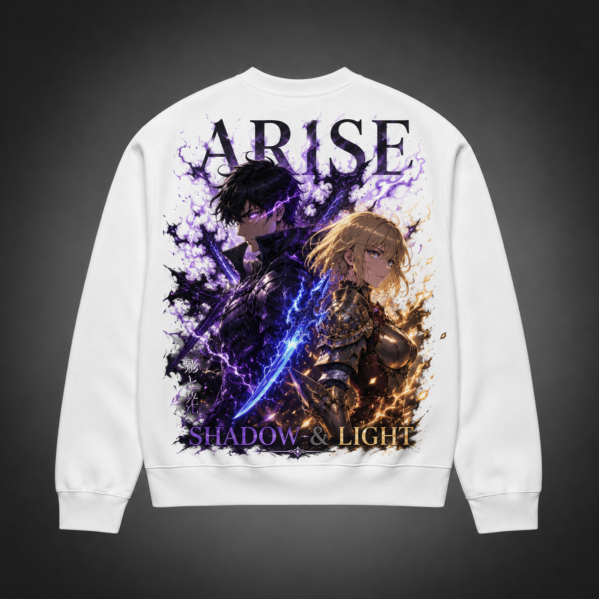 Sung Jin-Woo & Cha Hae-In Solo Leveling Anime Sweatshirt - Shadow And Light
