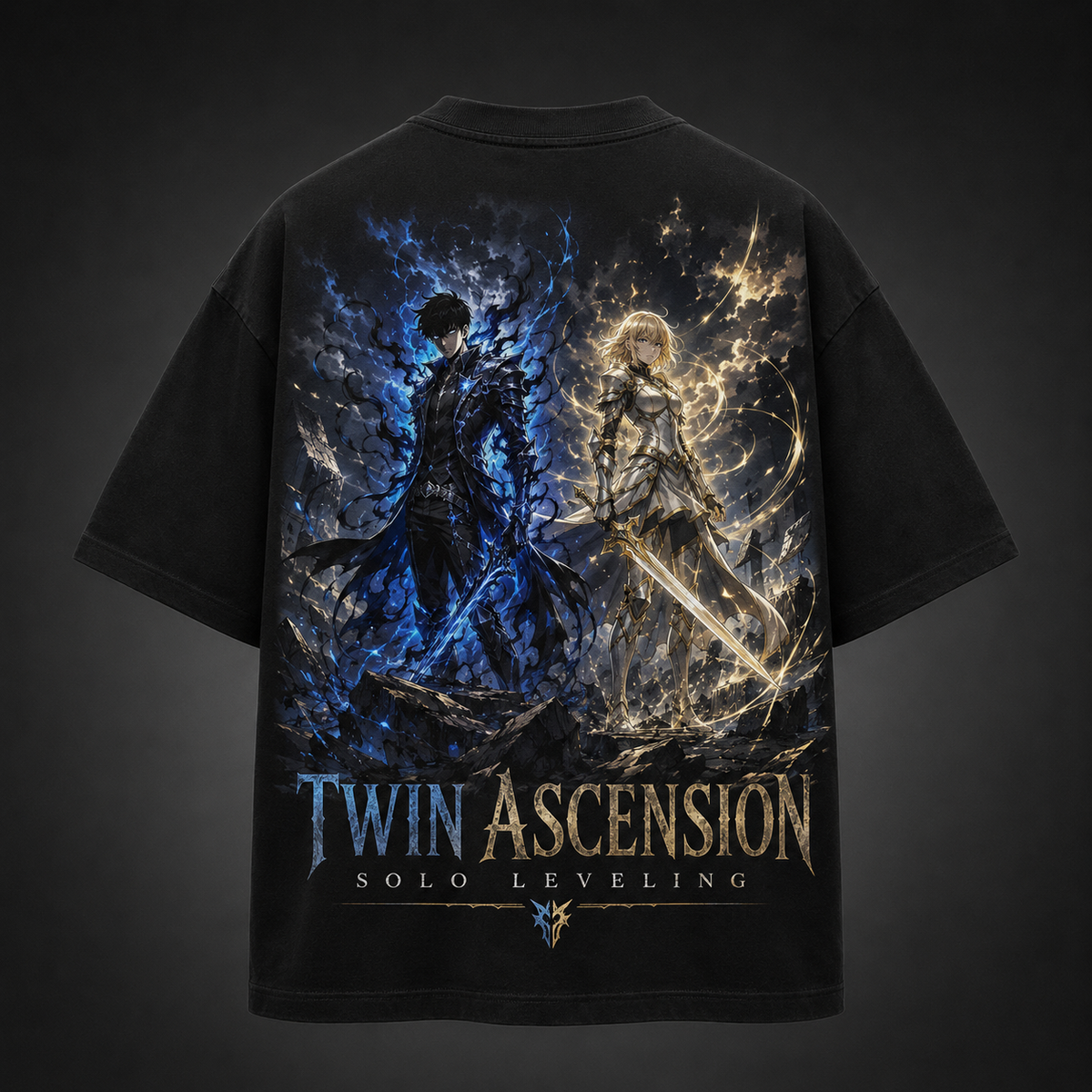 Sung Jin-Woo & Cha Hae-In Solo Leveling Anime Graphic Tee - Twin Ascension