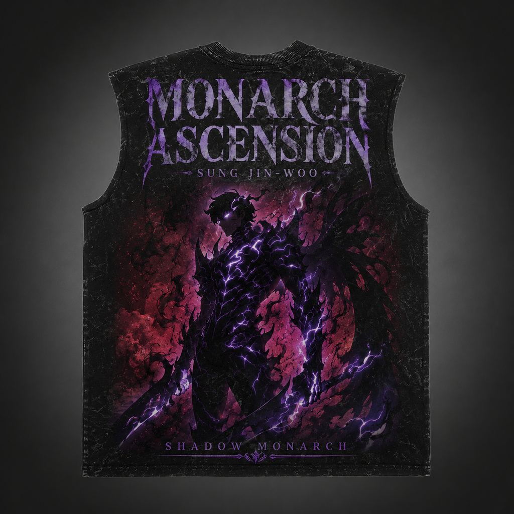 Sung Jin-Woo Solo Leveling Anime Tank Top - Arise Awakening Acid Wash Vest