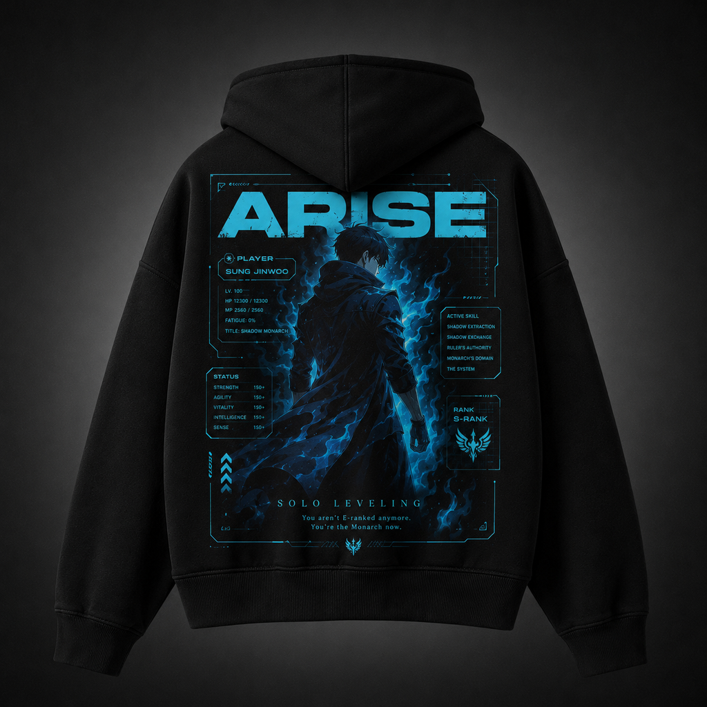 Sung Jin-Woo Solo Leveling Anime Hoodie - Arise Player Stats