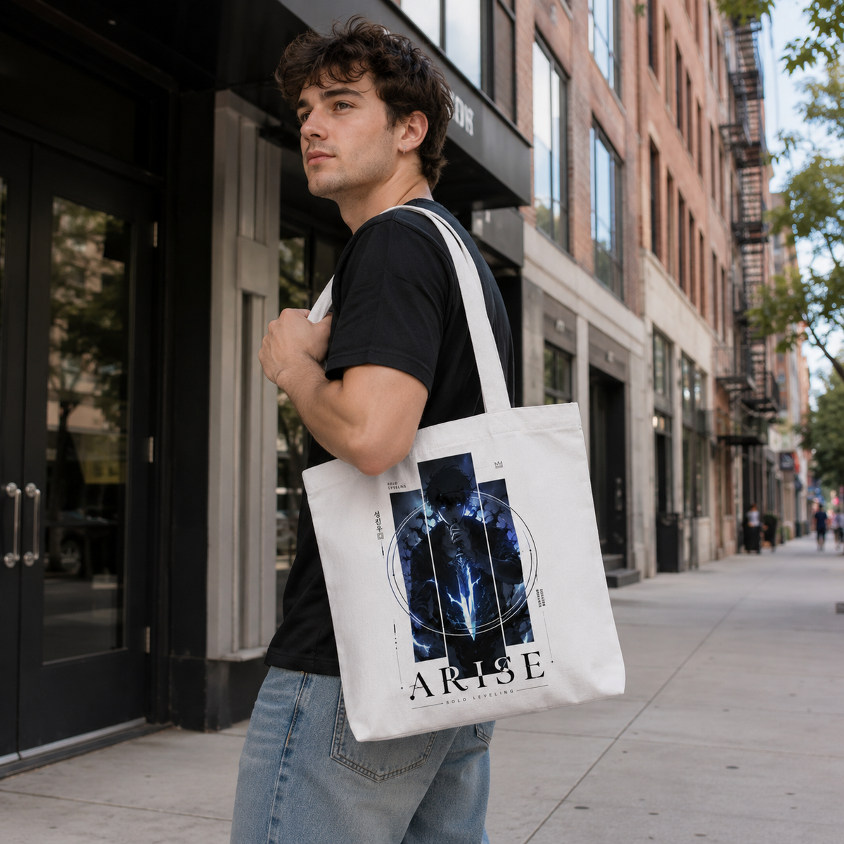 Sung Jin-Woo Solo Leveling Anime Canvas Tote Bag - Arise Sigil Circle