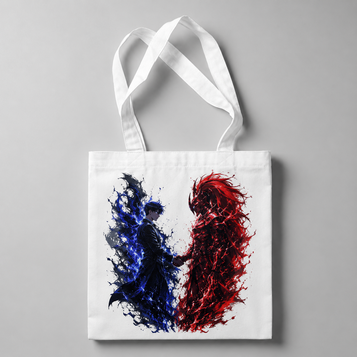 Sung Jin-Woo Solo Leveling Anime Canvas Tote Bag - Blue Flame Duel