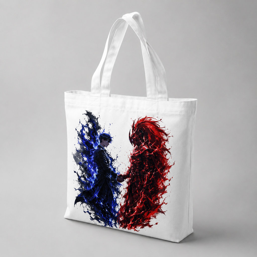 Sung Jin-Woo Solo Leveling Anime Canvas Tote Bag - Blue Flame Duel