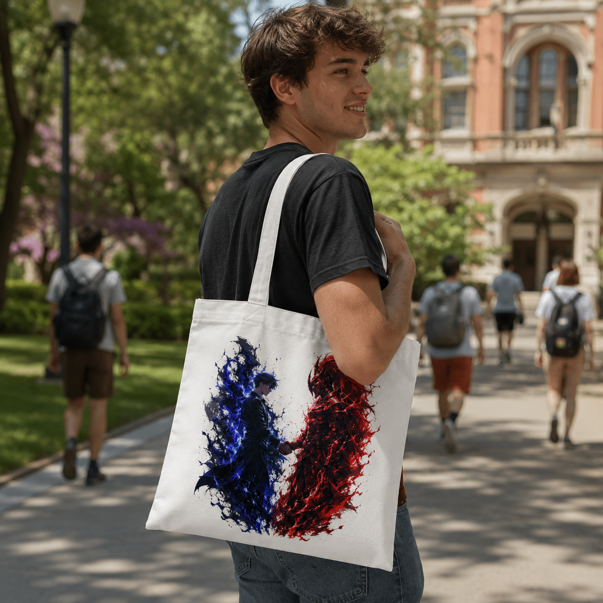 Sung Jin-Woo Solo Leveling Anime Canvas Tote Bag - Blue Flame Duel