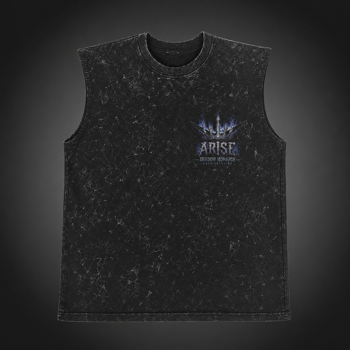 Sung Jin-Woo Solo Leveling Anime Tank Top - Monarch Ascension Acid Wash Vest