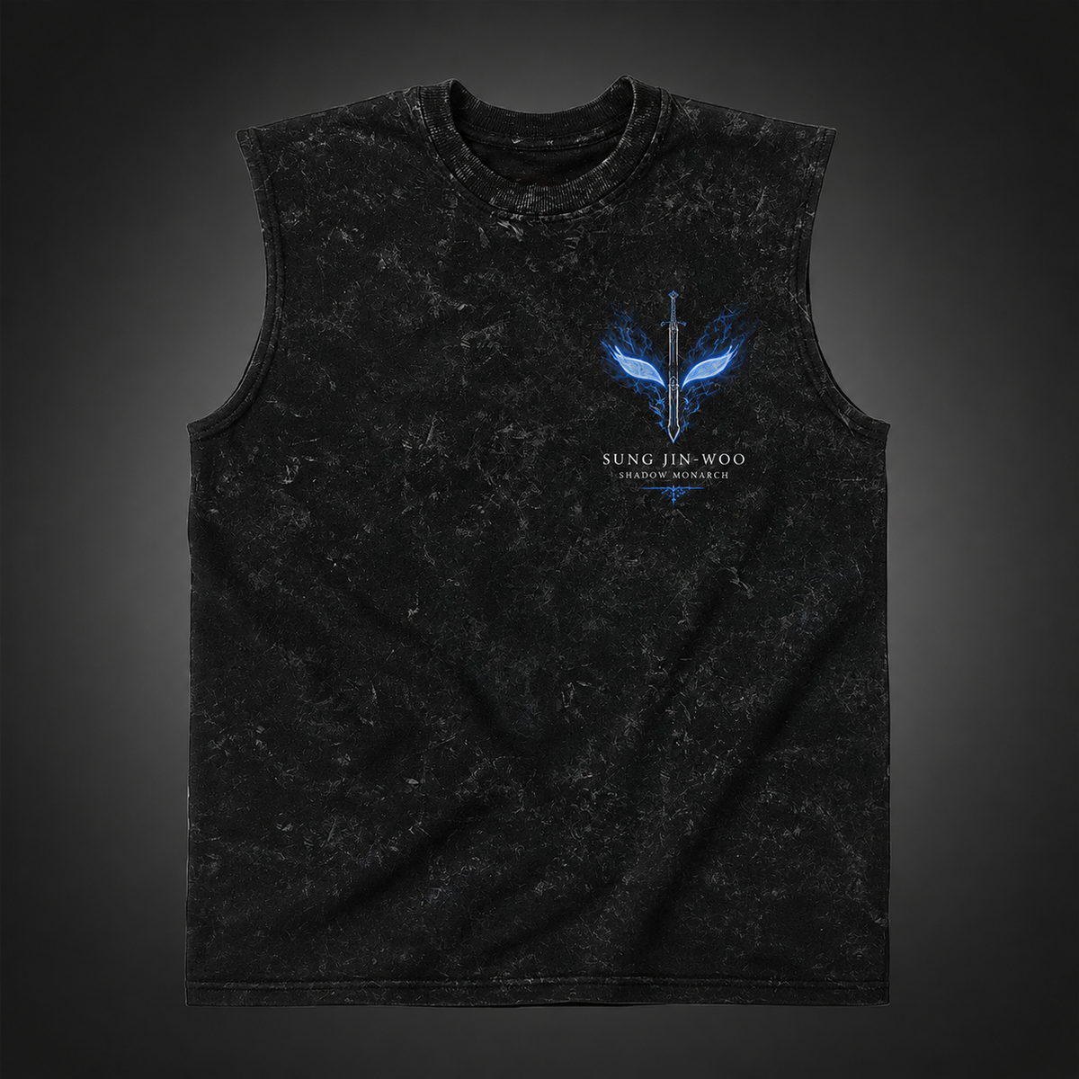 Sung Jin-Woo Solo Leveling Anime Tank Top - Monarch Of Shadows Acid Wash Vest