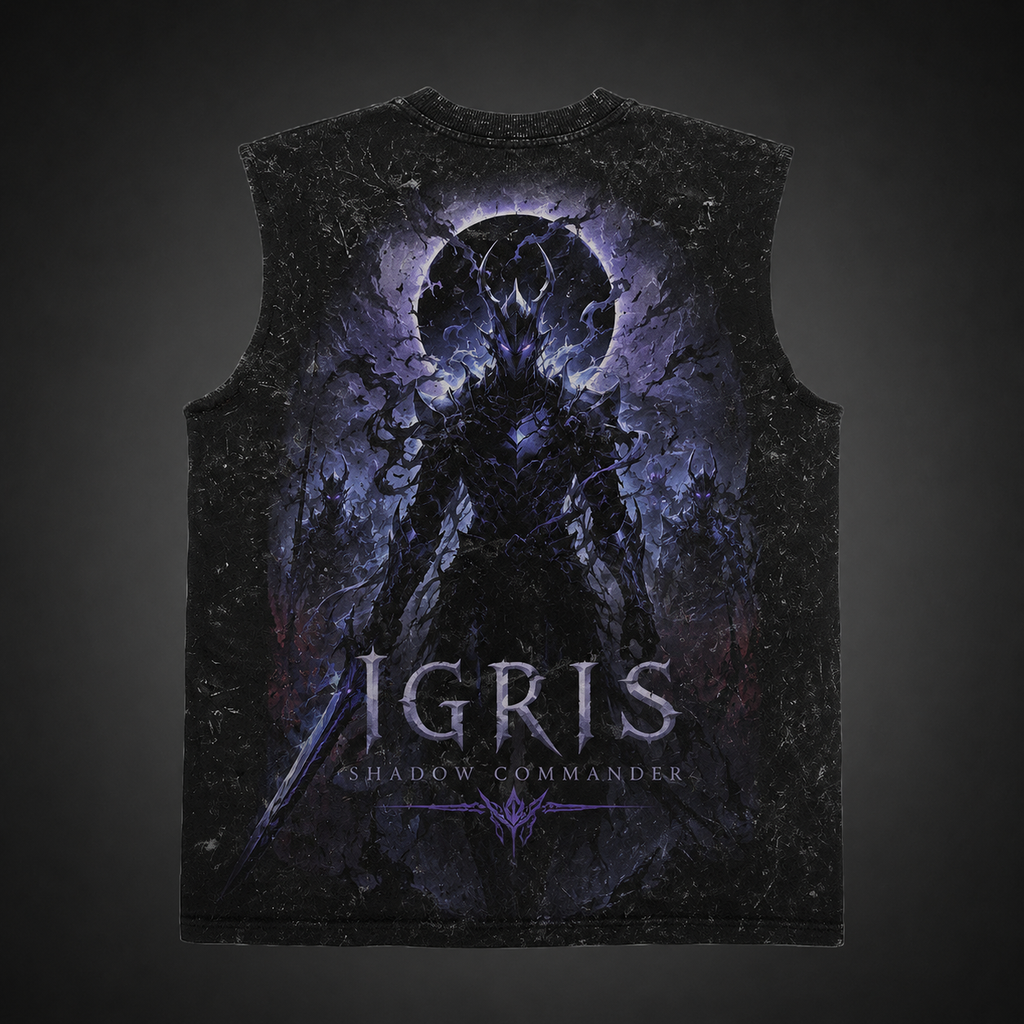 Sung Jin-Woo Solo Leveling Anime Tank Top - Rise Of The Monarch Acid Wash Vest