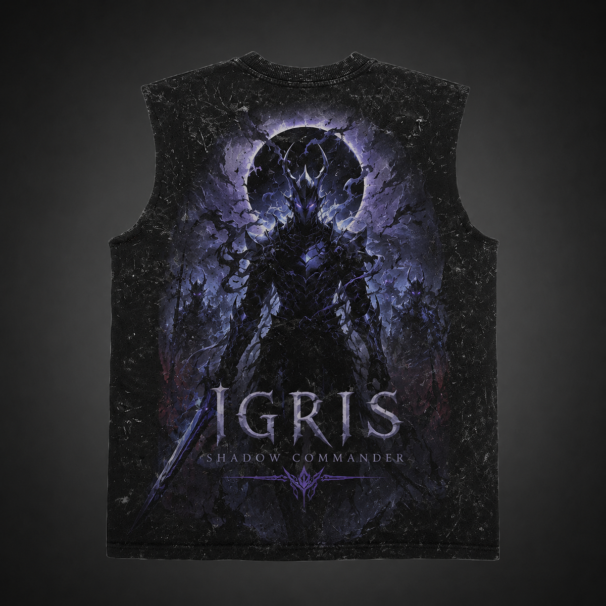 Sung Jin-Woo Solo Leveling Anime Tank Top - Rise Of The Monarch Acid Wash Vest