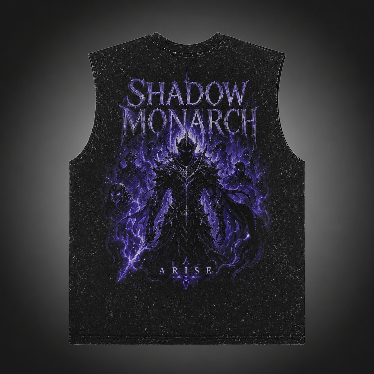 Sung Jin-Woo Solo Leveling Anime Tank Top - Shadow Monarch Arise Acid Wash Vest