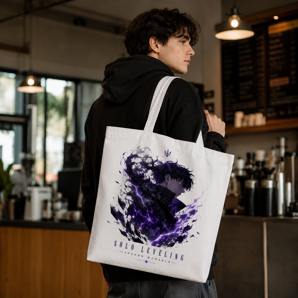 Sung Jin-Woo Solo Leveling Anime Canvas Tote Bag - Shadow Monarch Profile