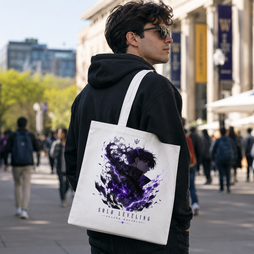 Sung Jin-Woo Solo Leveling Anime Canvas Tote Bag - Shadow Monarch Profile