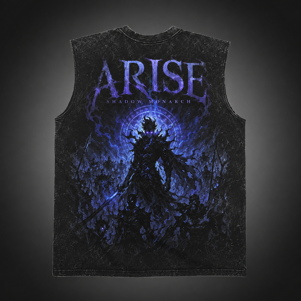 Sung Jin-Woo Solo Leveling Anime Tank Top - Shadow Sovereign Rising Acid Wash Vest