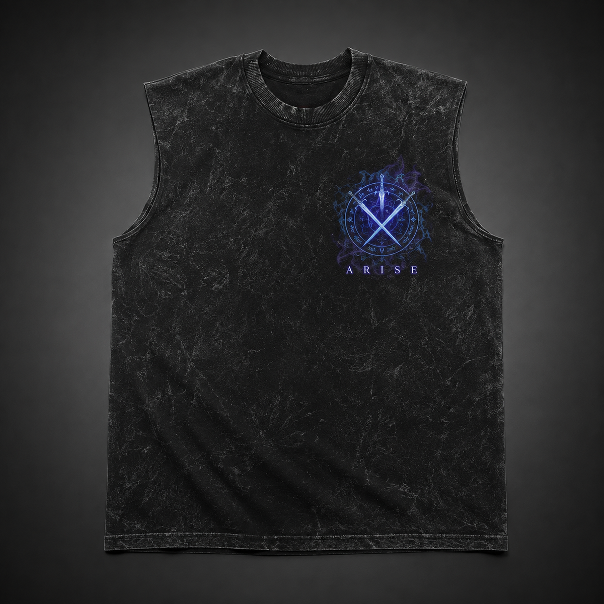 Sung Jin-Woo Solo Leveling Anime Tank Top - Shadow Sovereign Rising Acid Wash Vest