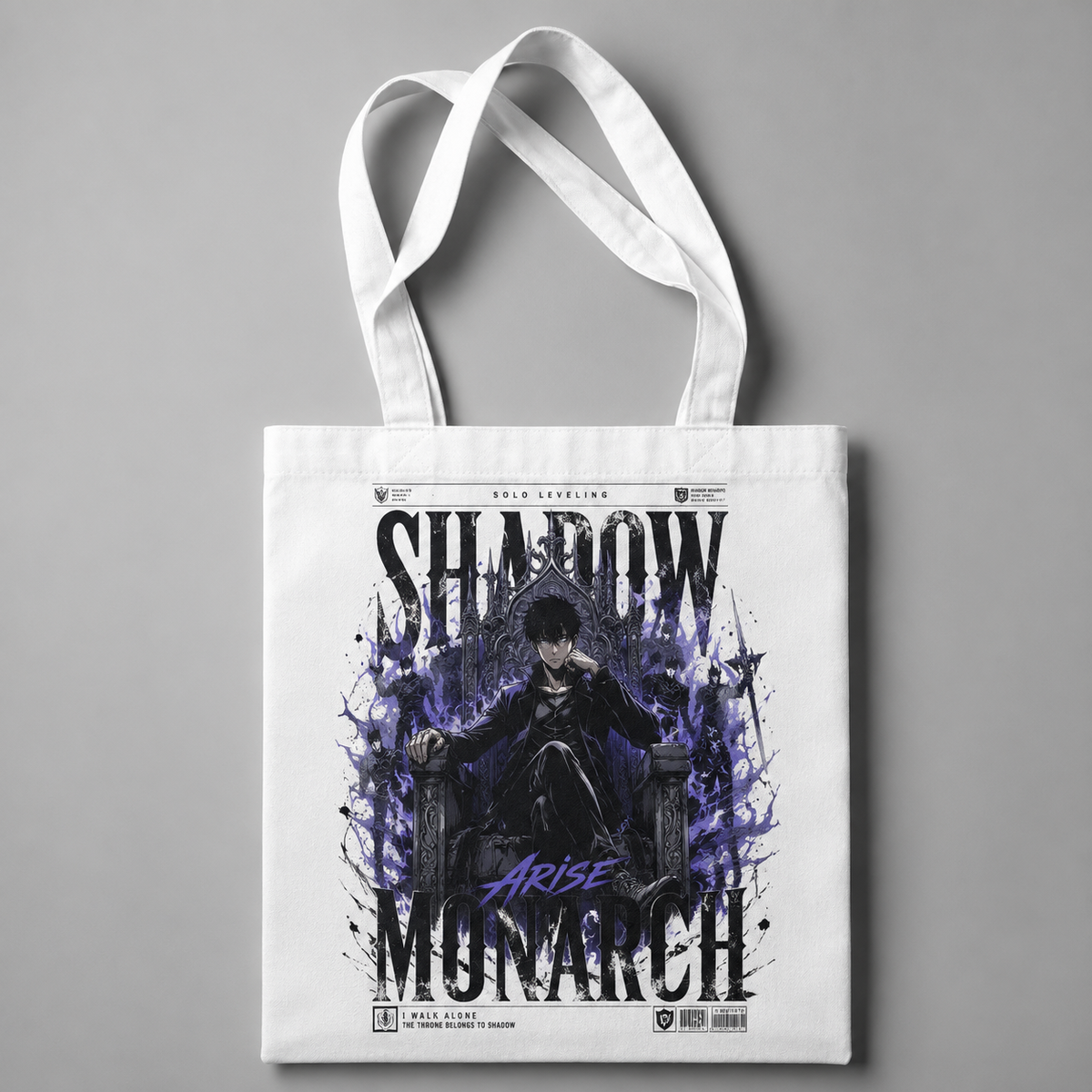 Sung Jin-Woo Solo Leveling Anime Canvas Tote Bag - Throne Of Shadows