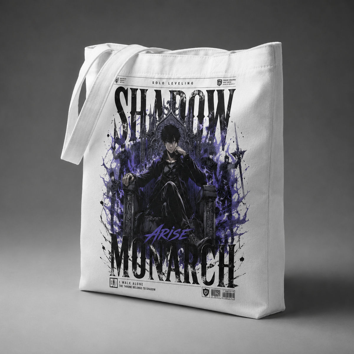 Sung Jin-Woo Solo Leveling Anime Canvas Tote Bag - Throne Of Shadows