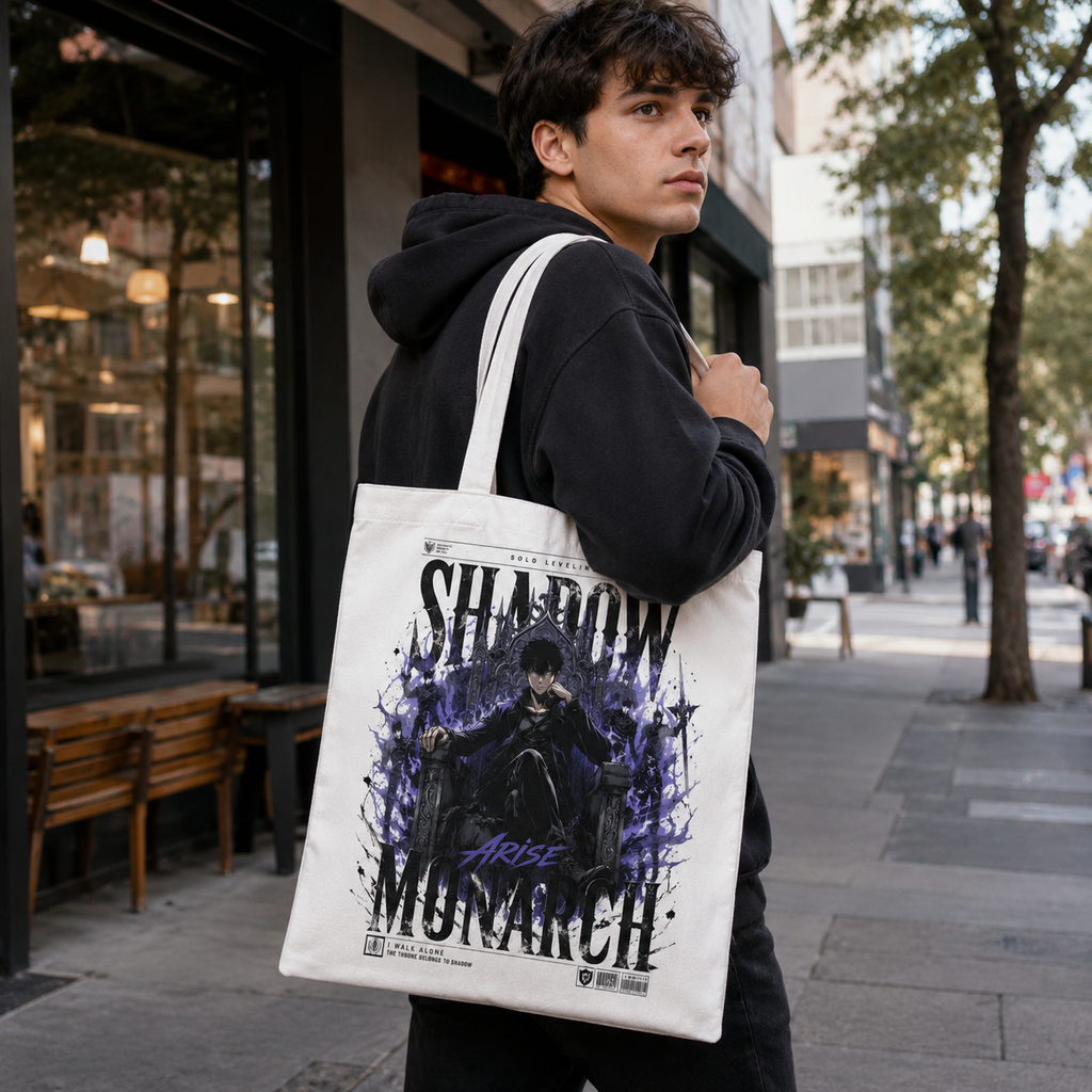 Sung Jin-Woo Solo Leveling Anime Canvas Tote Bag - Throne Of Shadows