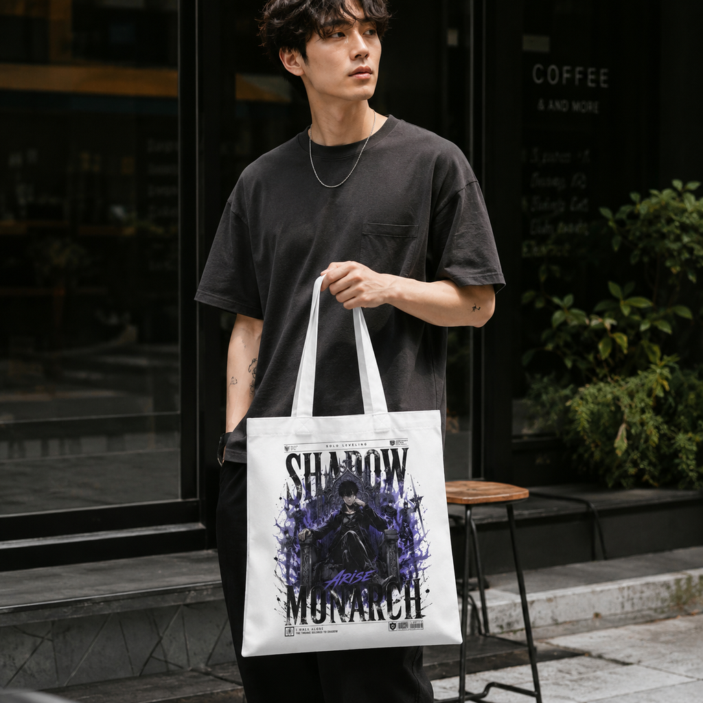 Sung Jin-Woo Solo Leveling Anime Canvas Tote Bag - Throne Of Shadows