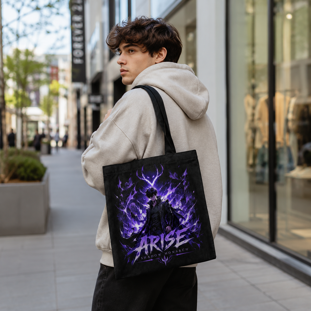 Sung Jin-Woo Solo Leveling Anime Canvas Tote Bag - Violet Awakening