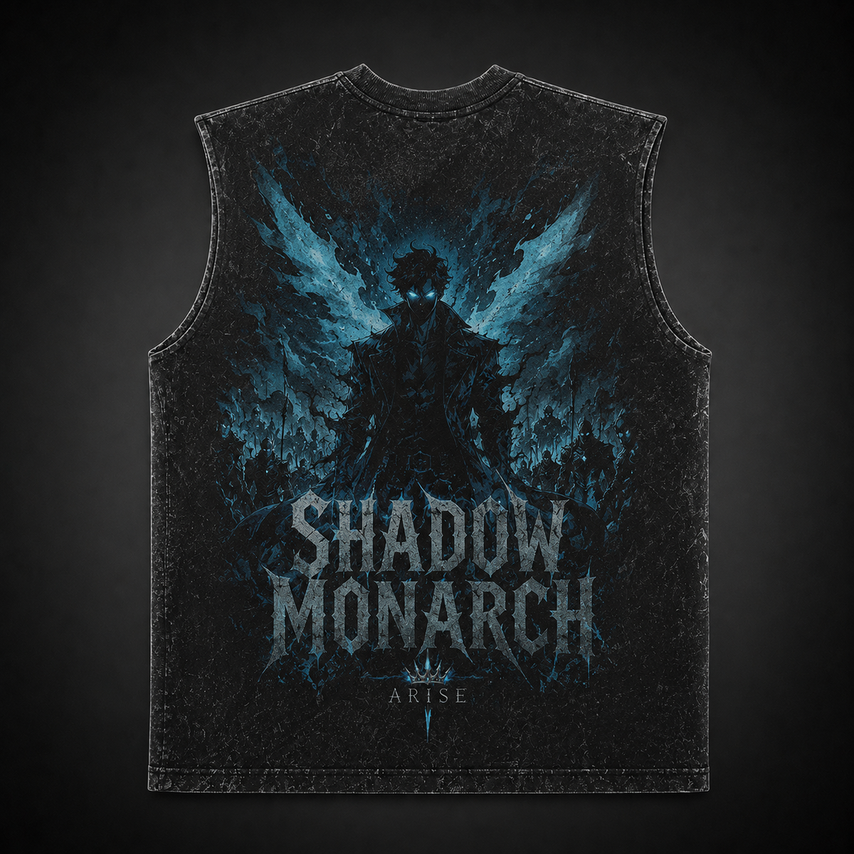 Sung Jin-Woo Solo Leveling Anime Tank Top - Winged Monarch Acid Wash Vest