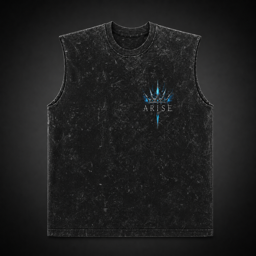 Sung Jin-Woo Solo Leveling Anime Tank Top - Winged Monarch Acid Wash Vest