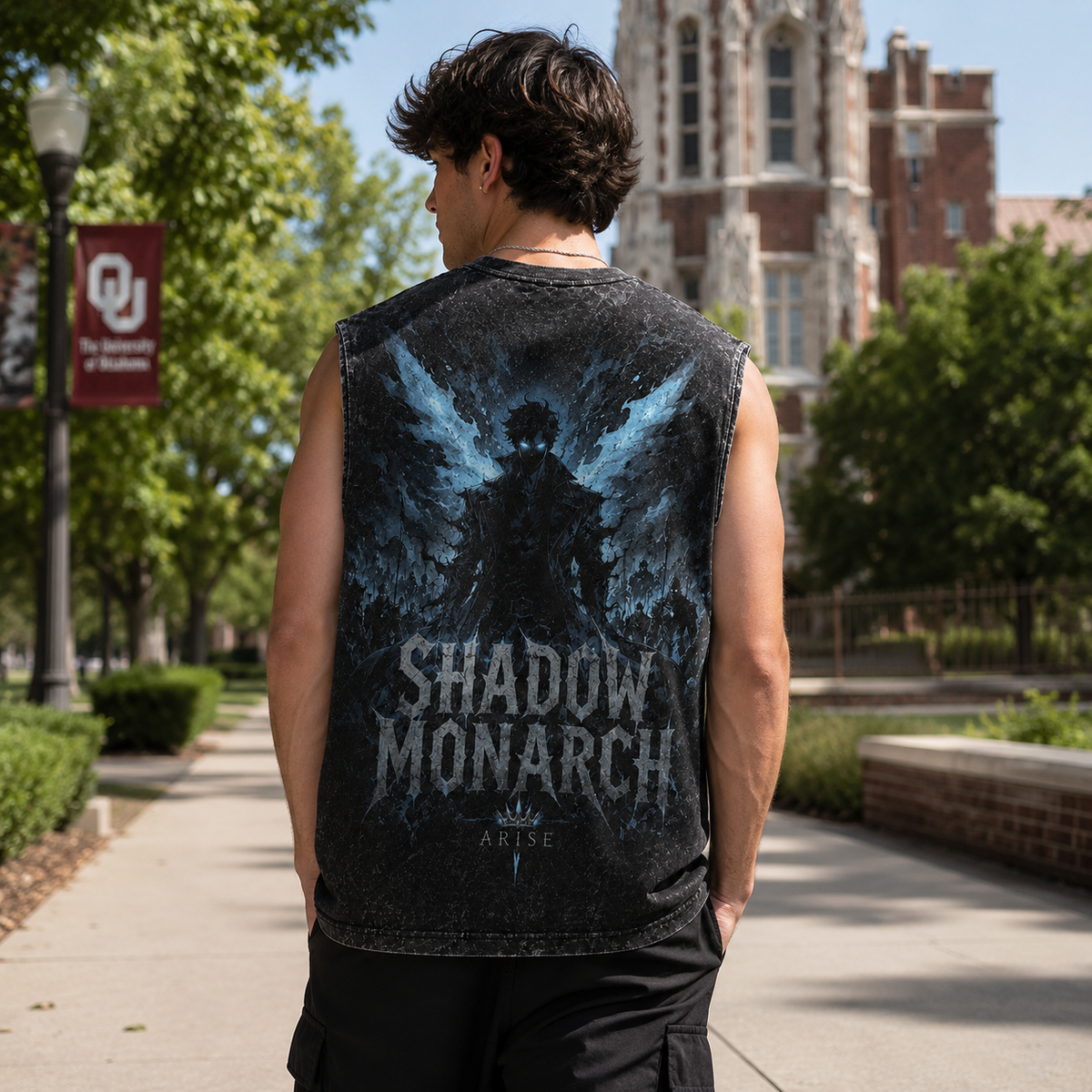 Sung Jin-Woo Solo Leveling Anime Tank Top - Winged Monarch Acid Wash Vest