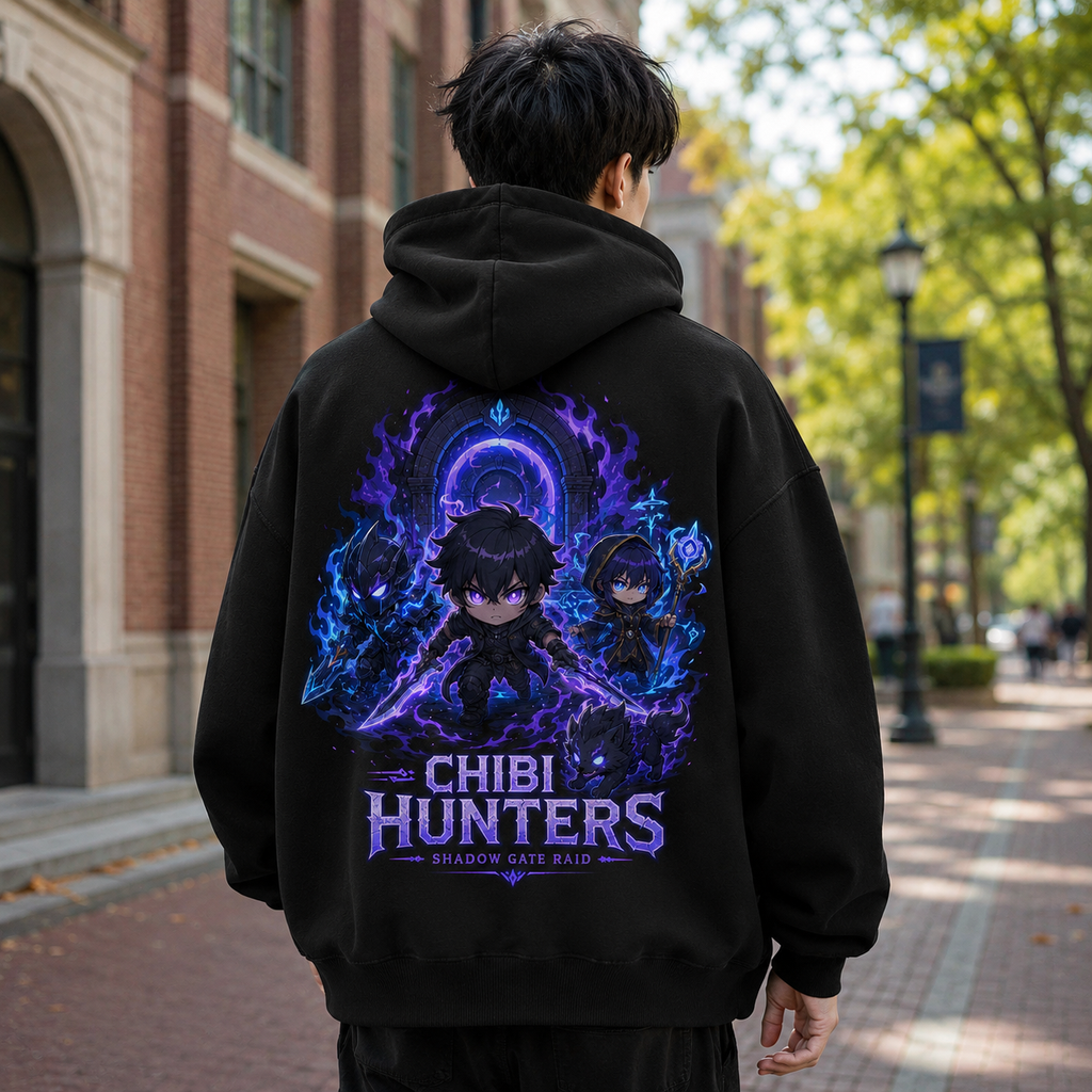 Sung Jinwoo Solo Leveling Anime Hoodie - Chibi Shadow Raid