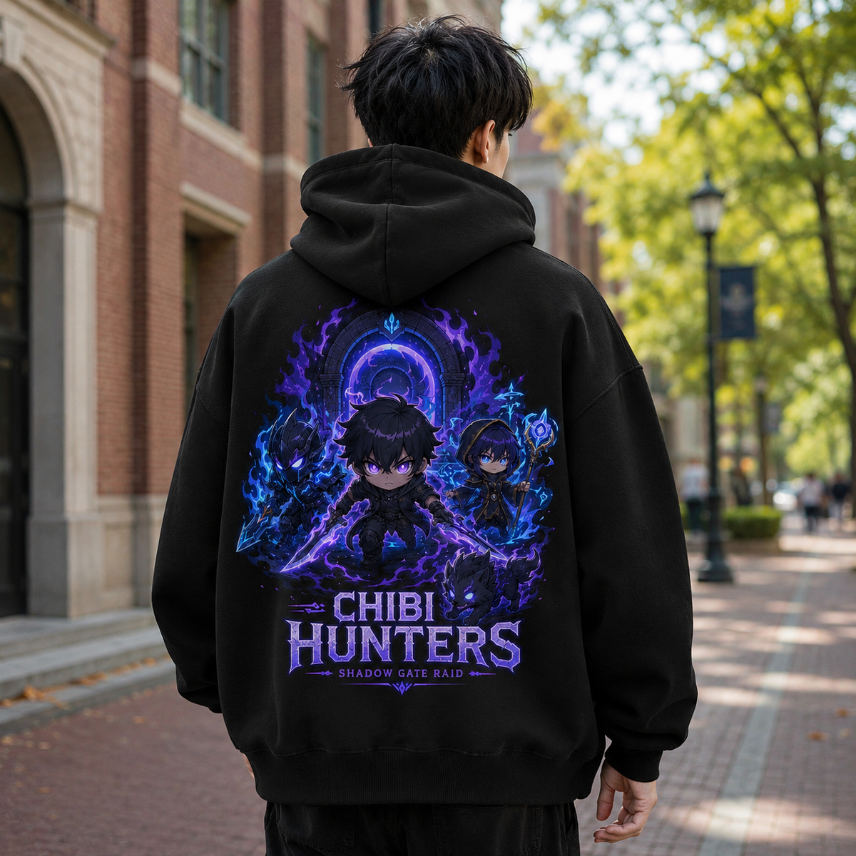 Sung Jinwoo Solo Leveling Anime Hoodie - Chibi Shadow Raid