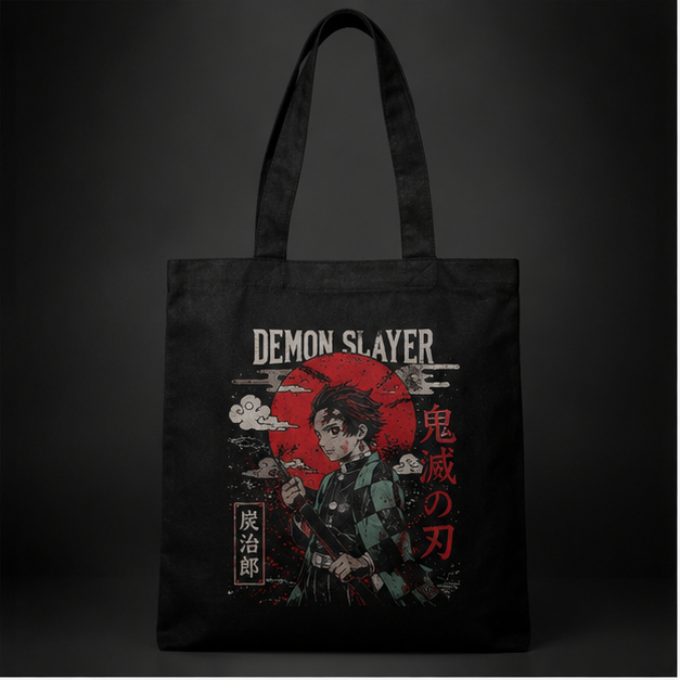 Tanjiro Kamado Demon Slayer Anime Canvas Tote Bag - Crimson Sun Tanjiro