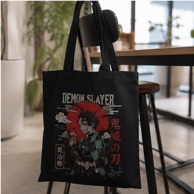 Tanjiro Kamado Demon Slayer Anime Canvas Tote Bag - Crimson Sun Tanjiro