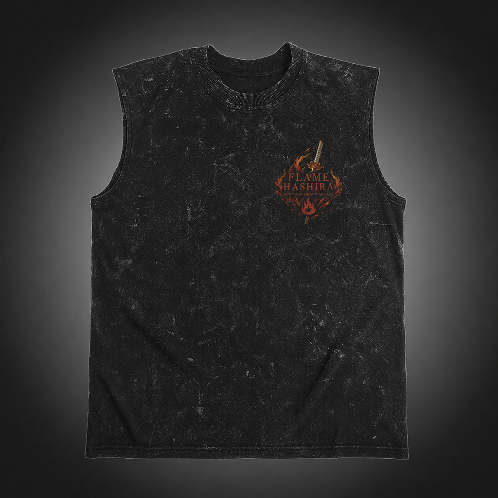 Tanjiro Kamado Demon Slayer Anime Tank Top - Cut The Darkness Acid Wash Vest