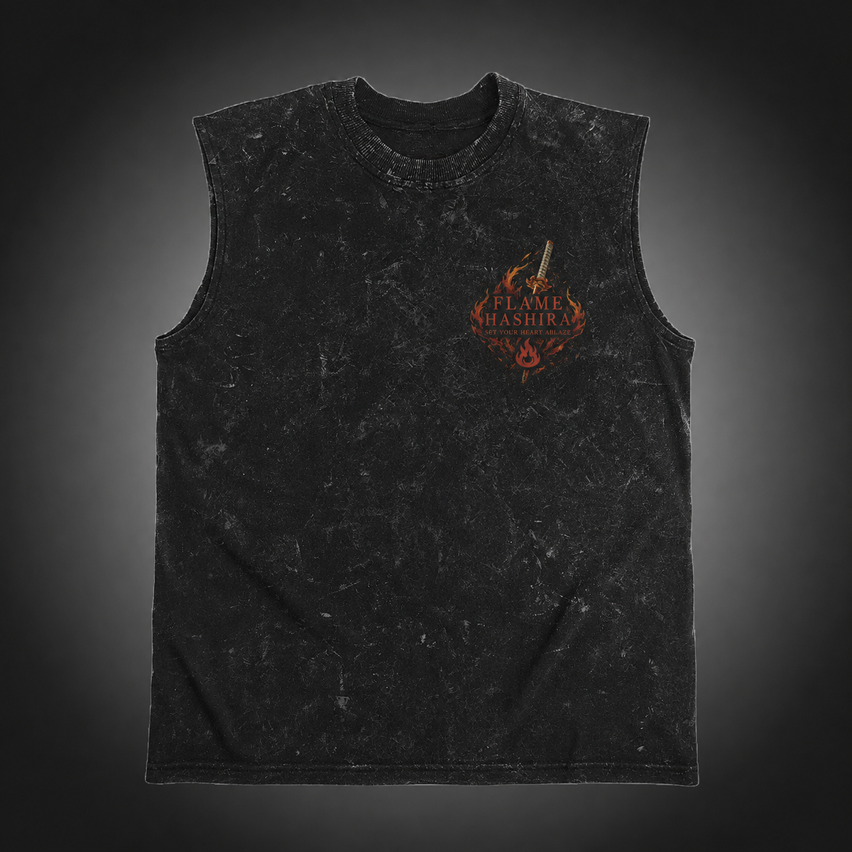 Tanjiro Kamado Demon Slayer Anime Tank Top - Cut The Darkness Acid Wash Vest